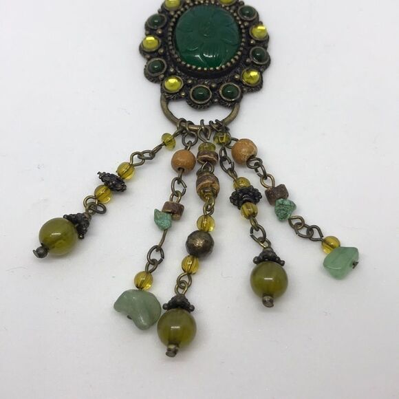 GREEN & Yellow Statement Necklace - Picture 3 of 6